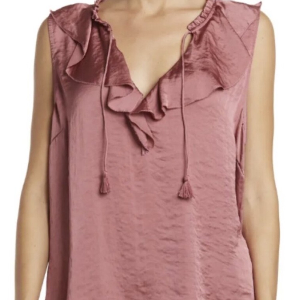 PAIGE Purple Sleeveless Blouse with Ruffle Neck